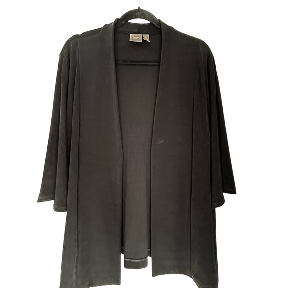 Chicos TRAVELERS Set Open Long Jacket & Capri pants SZ XL Black - Picture 2 of 8